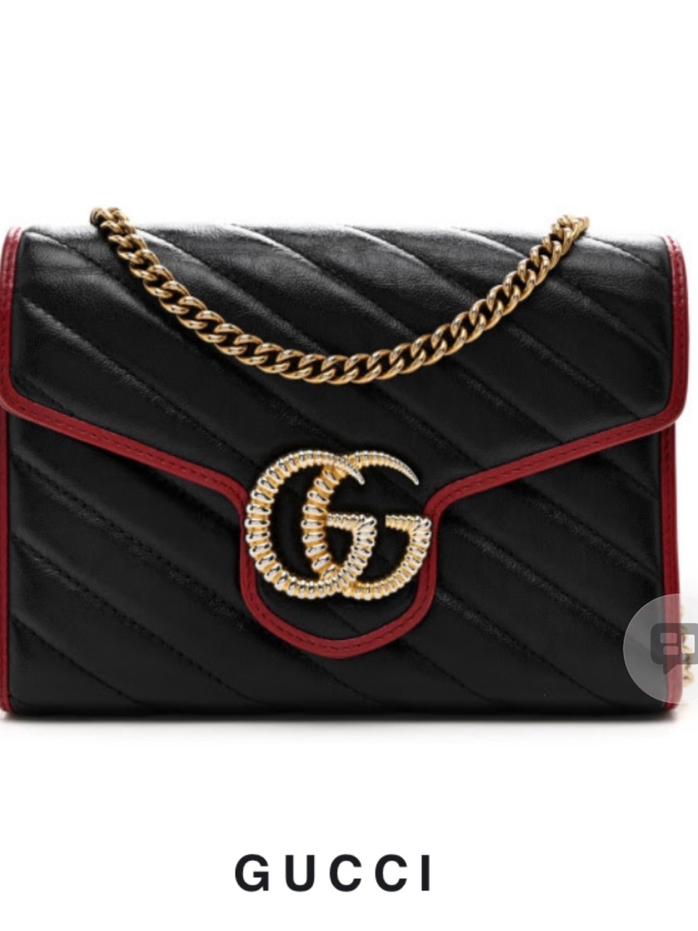 Gucci Black and Red Quilted Marmont Shoulder Bag with Gold Hardware